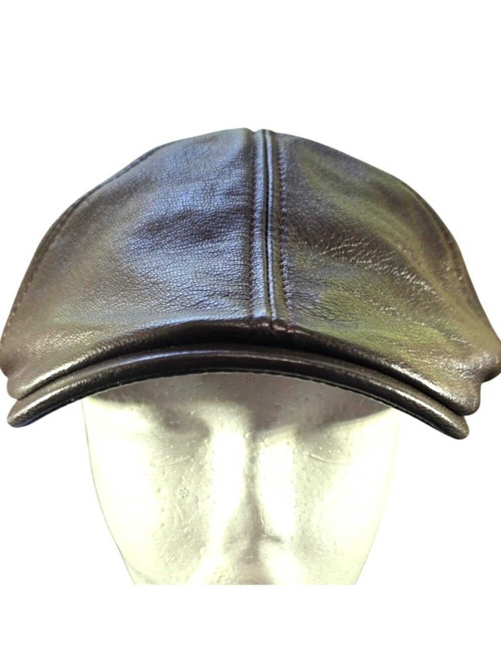 Brown Newsboy Cap Genuine Leather L/XL Voboom Mens Classic Flat Hat